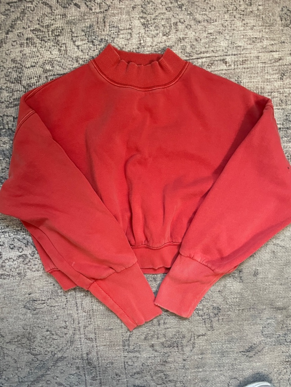We The Free Red Cropped Turtleneck Pullover